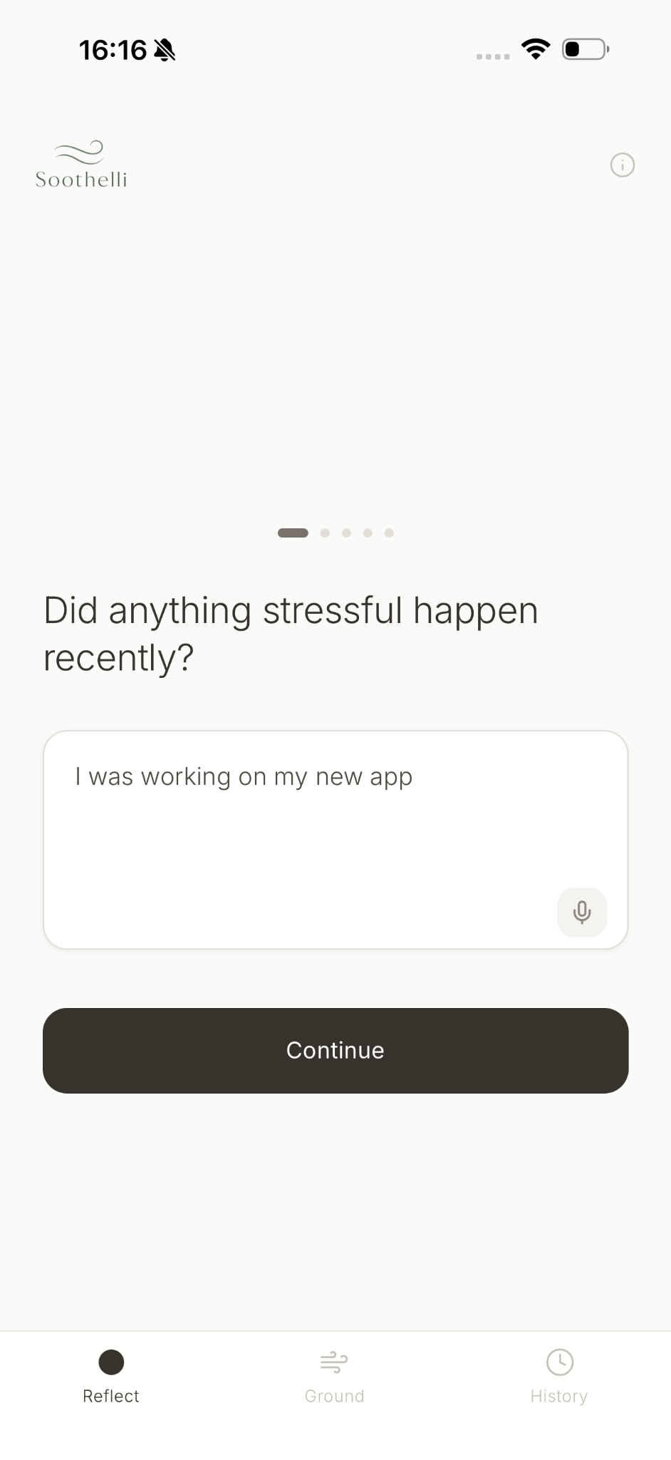 Soothelli question screen